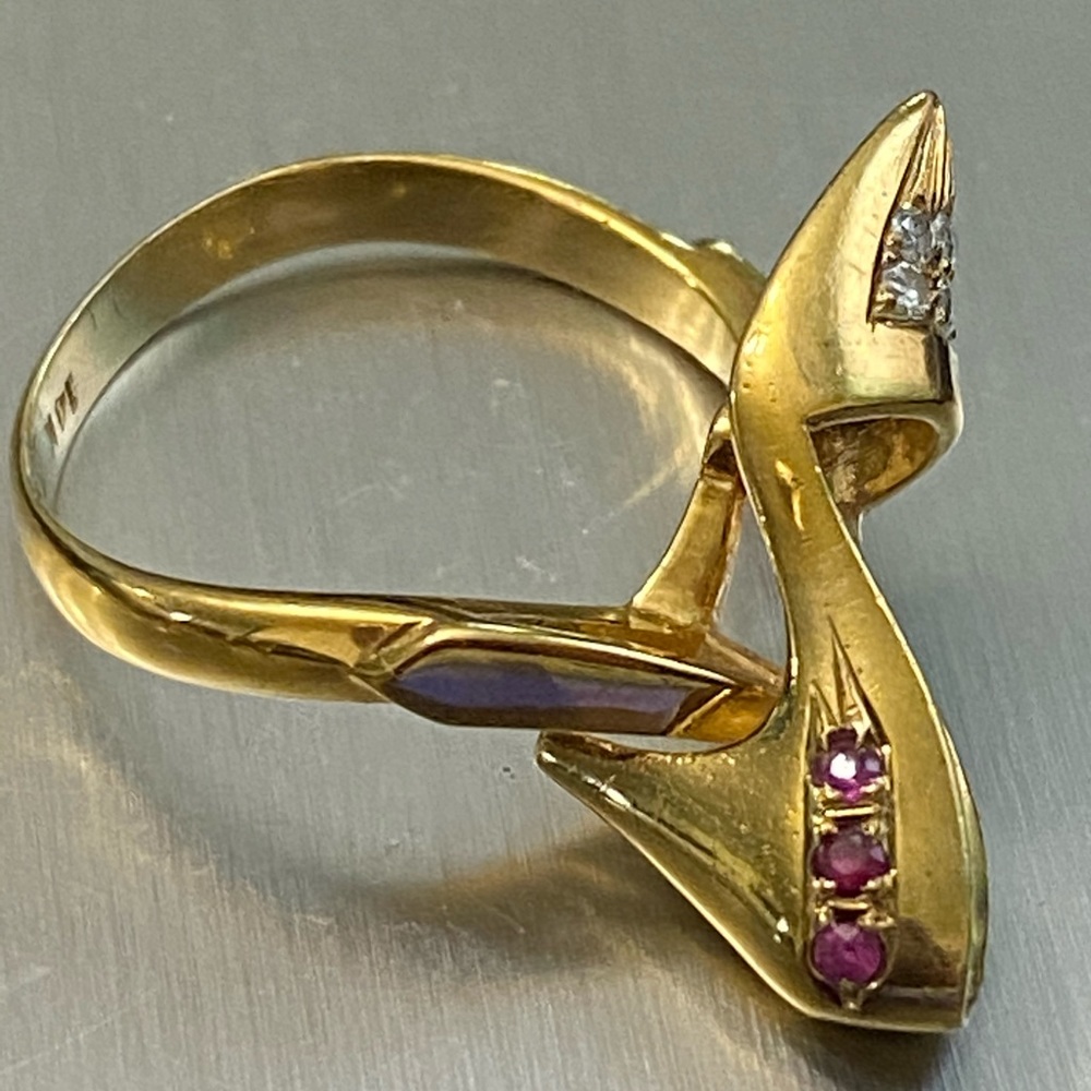 High heel ring 14k Yellow gold